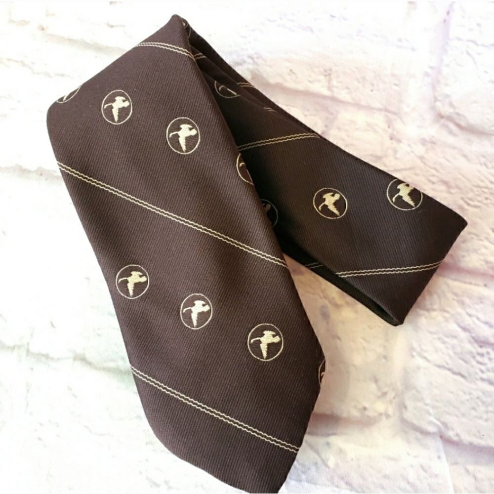 VINTAGE GOLDEN CLASP BY PRINCE CONSORT Neck Tie Duck/Geese Print
